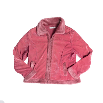 E&R Faux Fur Lined Velour Jacket