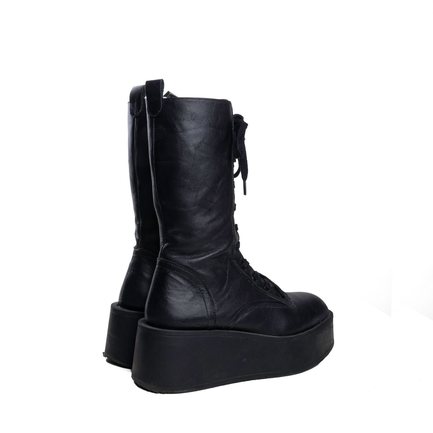 Zara Calf High Platform Combat Boots