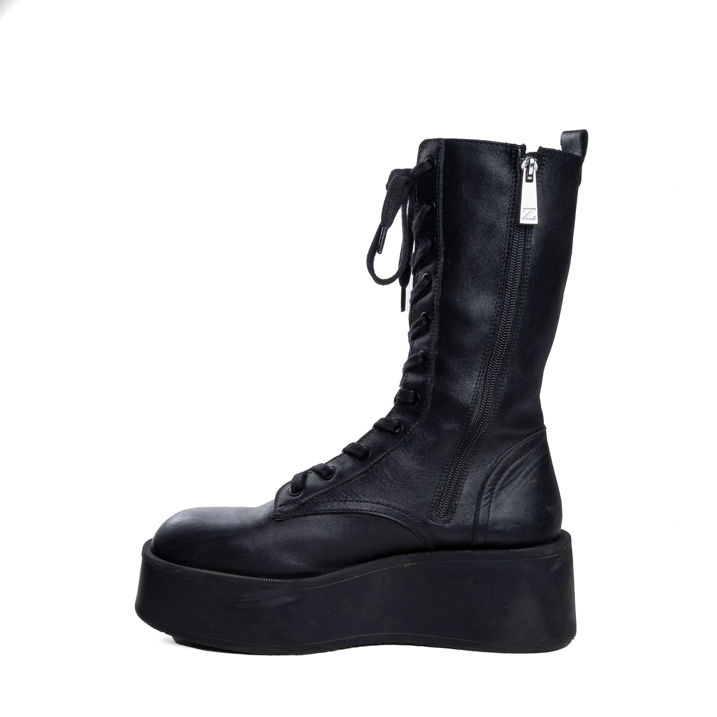 Zara Calf High Platform Combat Boots