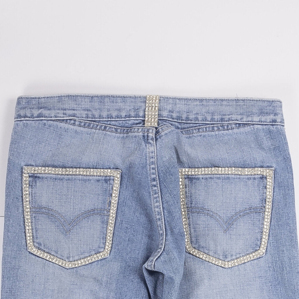 Bony French Made Straight Fit Low Rise Rhinestone Denim Jeans